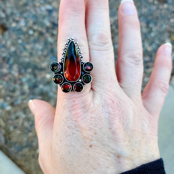 New Bi-Color Tourmaline 925 Silver Statement Ring. - Picture 7 of 7
